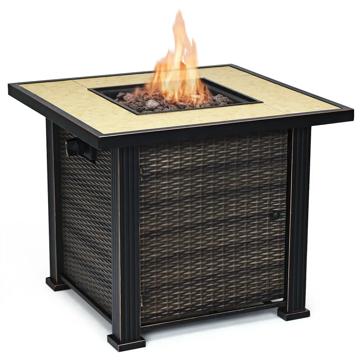 

Costway 30" Square Propane Gas Fire Pit 50000 BTUs Heater Outdoor Table Fireplace Cover