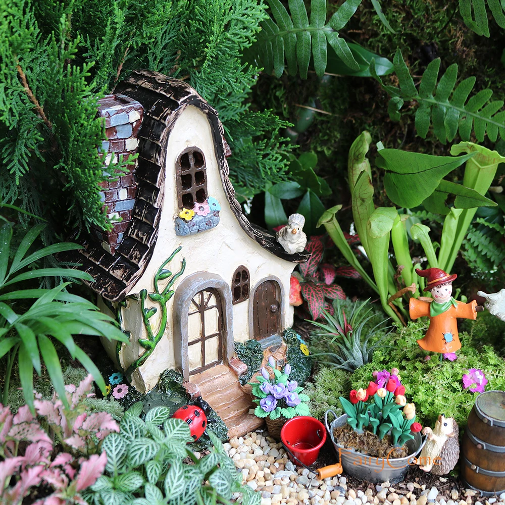 Fairycome Fairy House Large Rustic Miniature Garden Cottage With Ladybug Bird Resin Fairy Garden Miniature Villa Woodland Home Figurines Miniatures Aliexpress