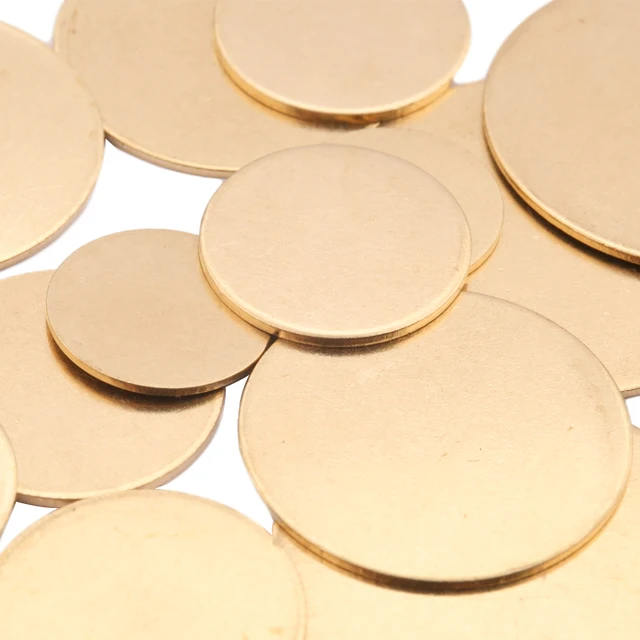 100Pcs Brass Stamping Blank Tag Charms 12mm Flat Round Metal Stamps Tags  Red Copper Blanks Pendants for Bracelet Necklace Jewelry DIY Craft  MakingHole:4mm 