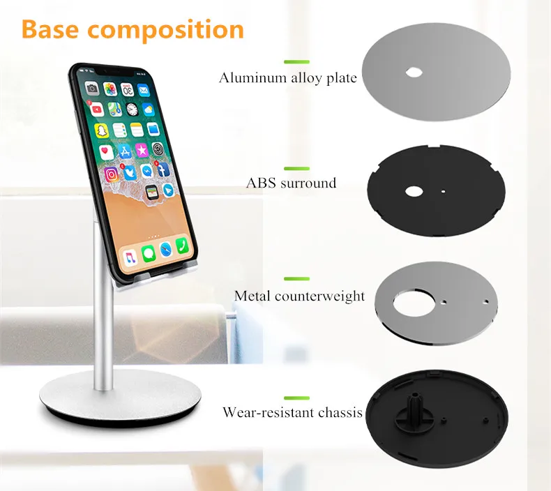 10" Kitchen Tablet Bracket Display Holder Adjustable Angle Metal Aluminum Desktop Heighten Phone Stand for IPad Air Mini IPhoneX