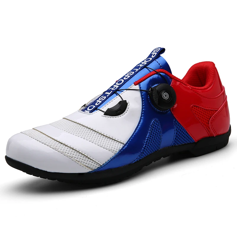 Летняя обувь для велоспорта со шнуровкой; Мужская и женская обувь для велоспорта; кроссовки; дышащий светильник; обувь для шоссейного велосипеда; обувь для любителей активного отдыха - Цвет: W-Blue-R