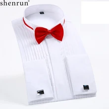 Shenrun Мужская рубашка с воротником-крылышком и длинным рукавом, приталенные свадебные рубашки для жениха, красные, белые, черные, для торжественных случаев, вечеринки, выпускного, бала, банкета