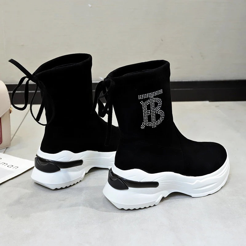 Zapatos de mujer/Сапоги выше колена; женские сапоги до бедра из эластичной ткани; коллекция года; пикантная женская обувь на плоской подошве; длинные сапоги; Bota Feminina
