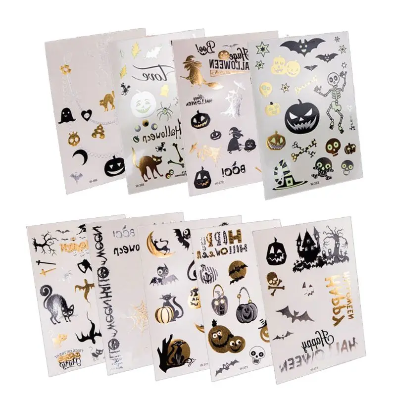 

9 Sheets Children Tattoo Sticker Halloween Cartoon Luminous Glow in the Dark Temporary Fake Tattoos Stickers