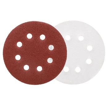 

30pcs 5 Inch 8 Holes Abrasive Sanding Sheet 60/120/240 Grit Sand Paper Polishing Pad Set Red Circular Polishing Sanding Discs