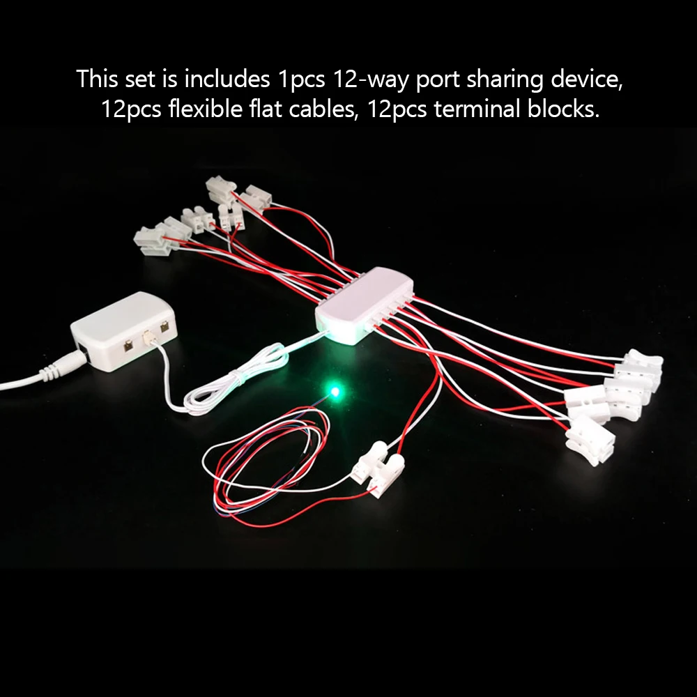 LED Lights Wiring System Distributor Hub Sharing Box 2510 Port Male Plugs For Model Train Railway Connection 5