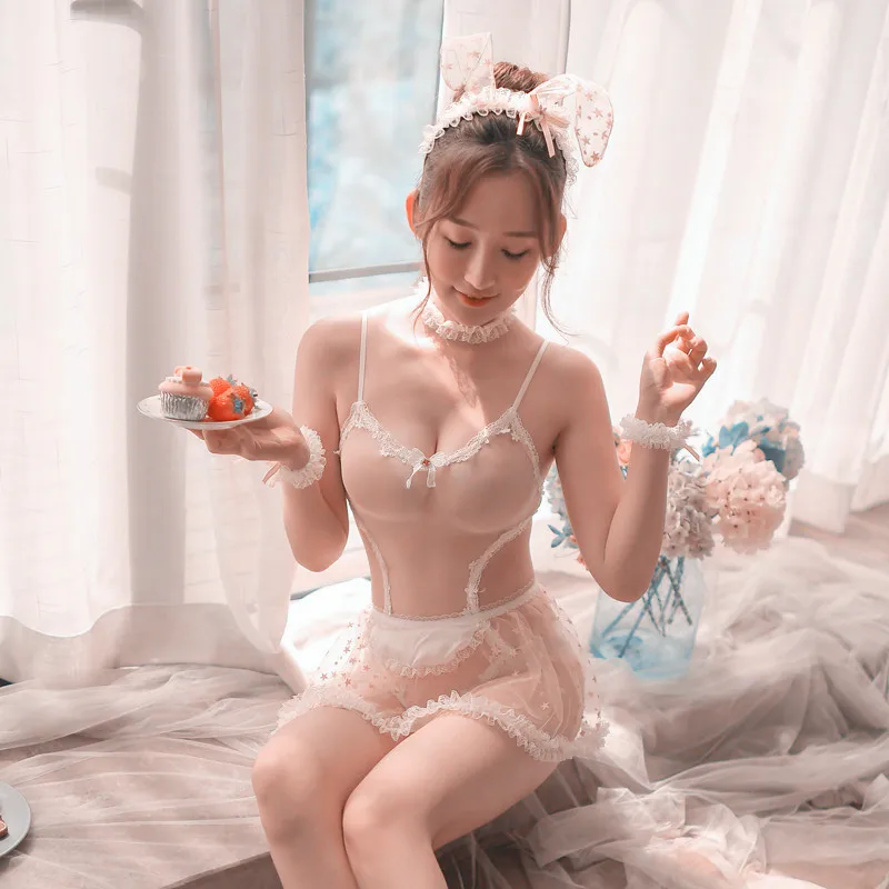 

Chiffon Harness Bra Kawaii Open Bust Top Bondage Body Cage Lingerie Pastel Punk Body Harness Belt Woman Garter sexy costume