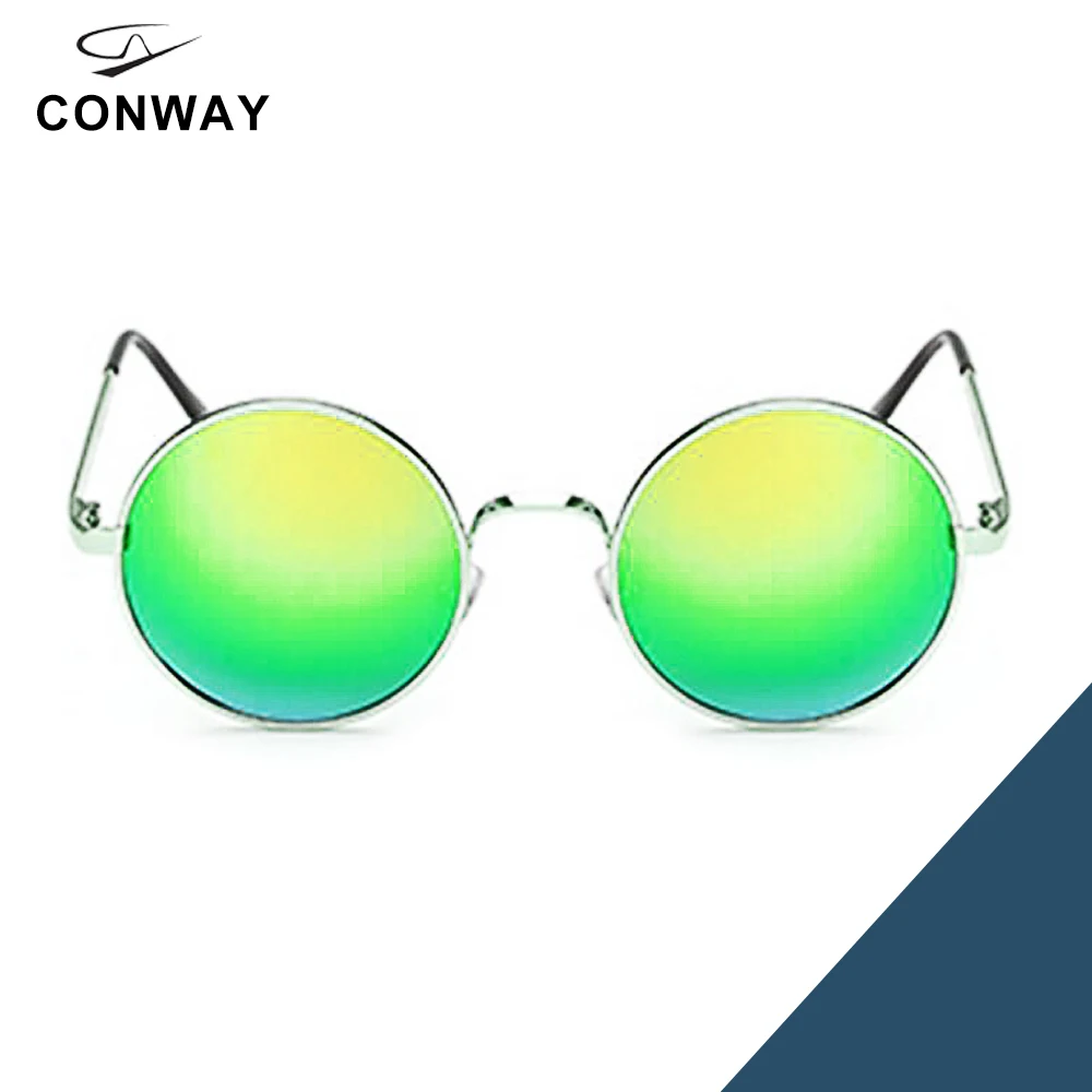 CONWAY John Lennon солнцезащитные очки круглые для мужчин и женщин ретро стимпанк Солнцезащитные очки маленький круг отражающий зеркальный стикер линзы стиль 60