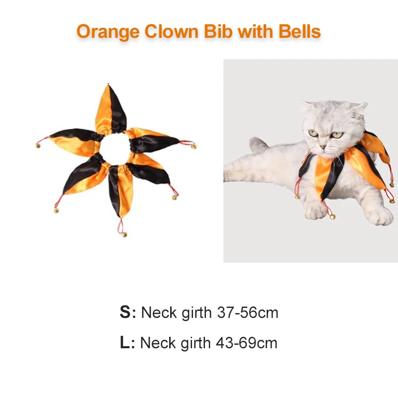 Orange Clown Bib Забавный костюм кошки волшебник на Хэллоуин шляпа Маскировка Аксессуары для кошек Рождественский новогодний костюм для маленькие собаки, питомцы фото реквизит - Цвет: Orange Clown Bib