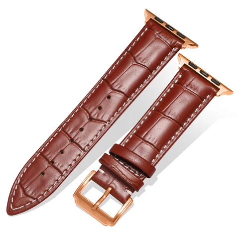 brown Rose gold1 Кожаный ремешок для apple watch, ремешок для apple watch, 44 мм, 40 мм, 42 мм, 38 мм, браслет для часов iwatch, серия 5, 4, 3, 2, 1, аксессуары - Цвет ремешка: brown Rose gold1