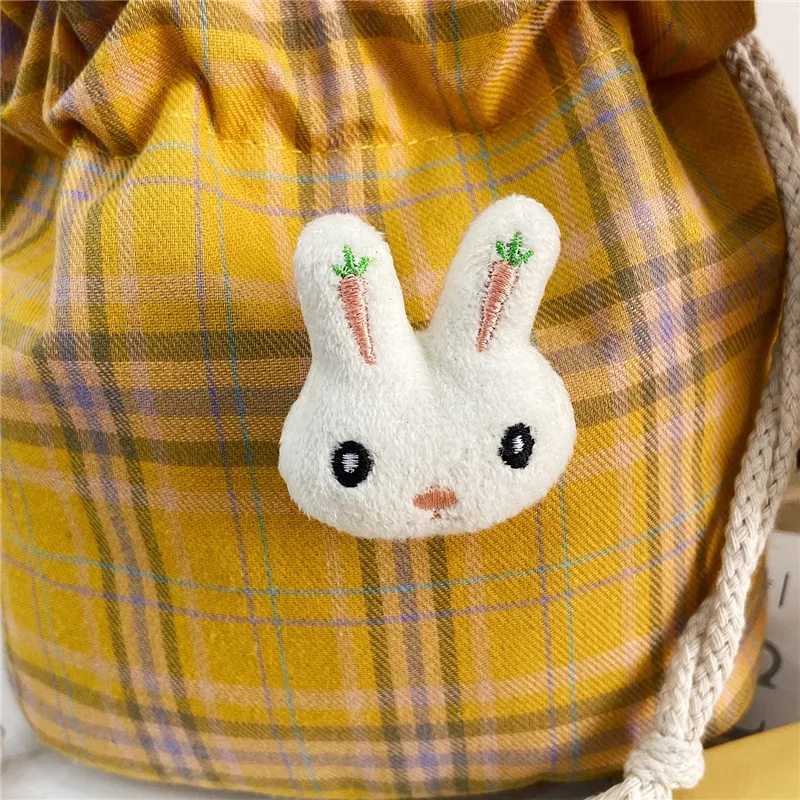 

South Korea INS Harajuku Soft Girl Vintage Sense GIRL'S Shoulder Bag Japanese-style Retro Plaid Cute Canvas Bag Adorable