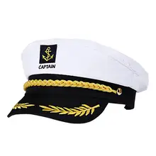 Fantasia marinha capitão da marinha, barco e iate adulto, chapéu capitão da marinha, chapéu bordado (branco)