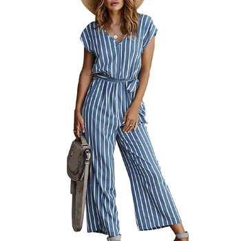 

VICABO Women jumpsuit Summer 2020 Fashion Casual Striped Wide Leg jumpsuit Clothes for Women Ladies Jumpsuits