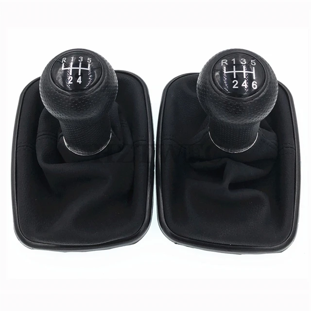 5 6 Speed Black PU Leather Shifter Stick Gear Shift Knob With Dustproof