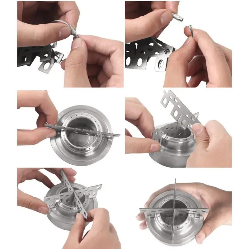 Outdoor Stainless Steel Stove Portable Liquid Solid Alcohol Camping Small Round Fishing Picnic Barbecue Hiking Alcohol Stove