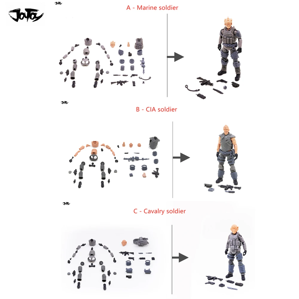 ABC 3 SETS JOYTOY 1/18 фигурка в разобранном виде, не цветная модель набор солдат фигурки DIY Коллекция игрушек - Цвет: ABC 3 SETS
