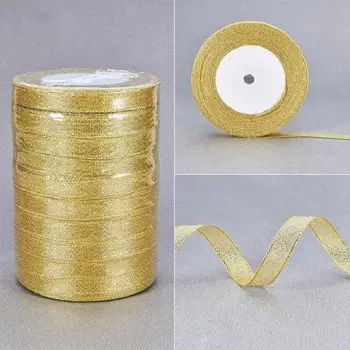 

Premium Glitter Metallic Sparkle Fabric Ribbon for Wedding Holiday 25yards/roll