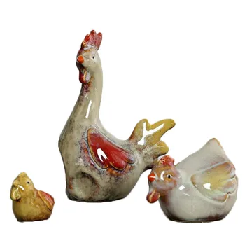 

Handmade Ceramic Auspicious Chicken Figurines Home Decor Cock Hens Ornament Crafts Room Decoration Porcelain Animal Figurine VC