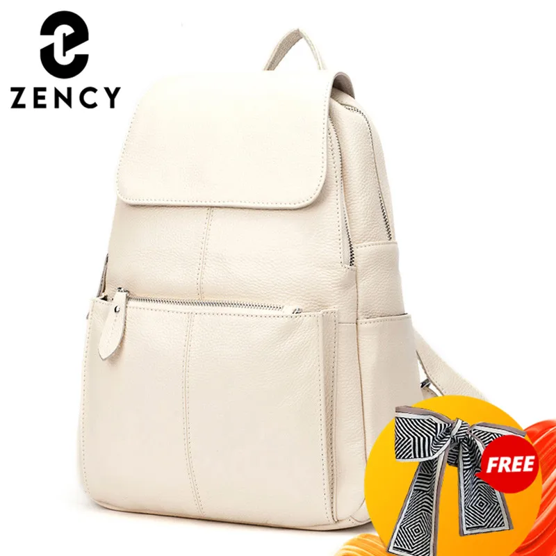 Zency Fashion Soft Genuine Leather Large Women Backpack High Quality A+ Ladies Daily Casual Travel Bag Knapsack Schoolbag Book