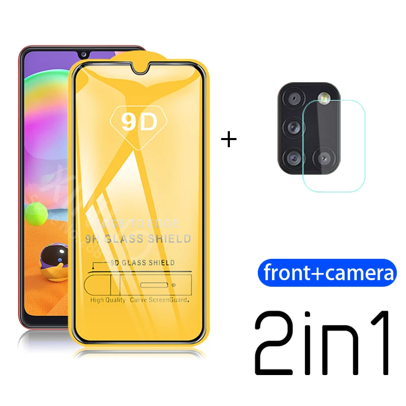 Защитное стекло 2 в 1 9D для Samsung Galaxy A31 A30S закаленное камеры A30 S A 31 30 s 31A защитная