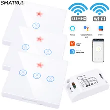 SMATRUL Tuya Smart Life APP WiFi сенсорный выключатель светильник RF 433 МГц настенная панель DIY реле Таймер домашний Amazon Alexa розетка лампа 90-250 В