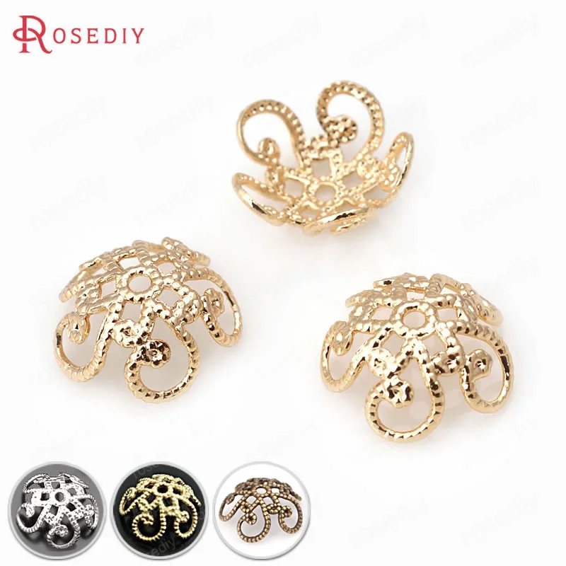 Wholesale 10*4.5mm 24K Champagne Gold color Flower Brass Bead Caps High Quality Diy Findings Accessories(JM3830) | Украшения и