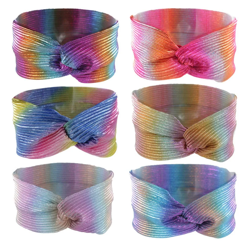 

knit Ponytail Holder Hair Tie rainbow Soft stripe Print Hair Rope Elastic Hair Rubber Band Sweet Hair Accessories