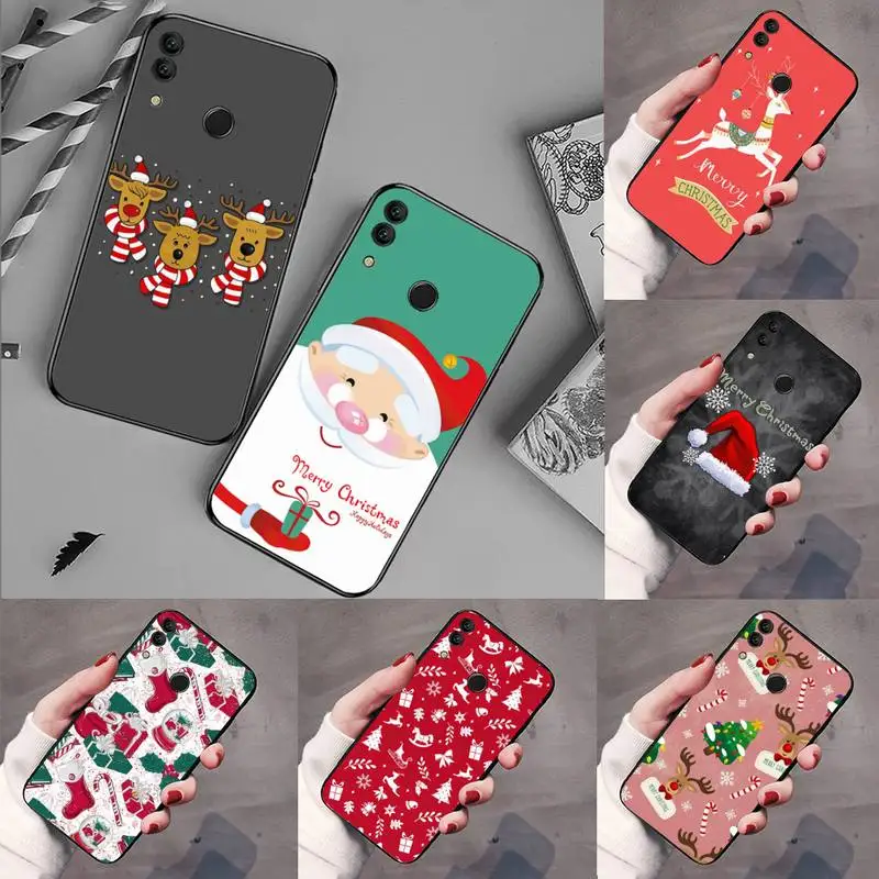 

Christmas Cartoon Deer Phone Case For Huawei Honor view 7a5.45inch 7c5.7inch 8x 8a 8c 9 9x 10 20 10i 20i lite pro
