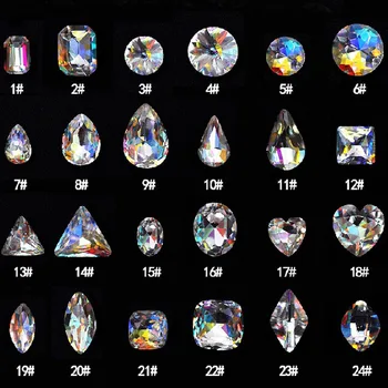 

10pcs Glass Stones Different Shape Nail Charms Waterdrop/Heart/Horse eyes/Rhombus 6MM/8MM/10MM Rhine Stones for Nail Accessories