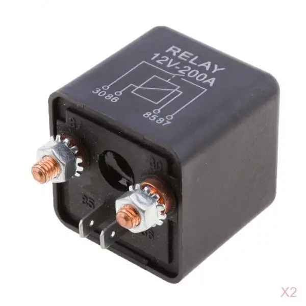 2x 12V Heavy Duty Split Charge/Winch 200 Amp Relay - Car Van Boat - 200A -4 Pin