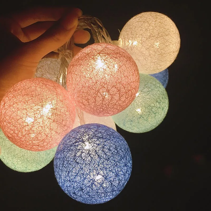 20 ватных шаров 3 м гирлянды USB светодиодный фонарь для спальни дома комнаты украшения на батарейках лампы для дома Рождественская гирлянда