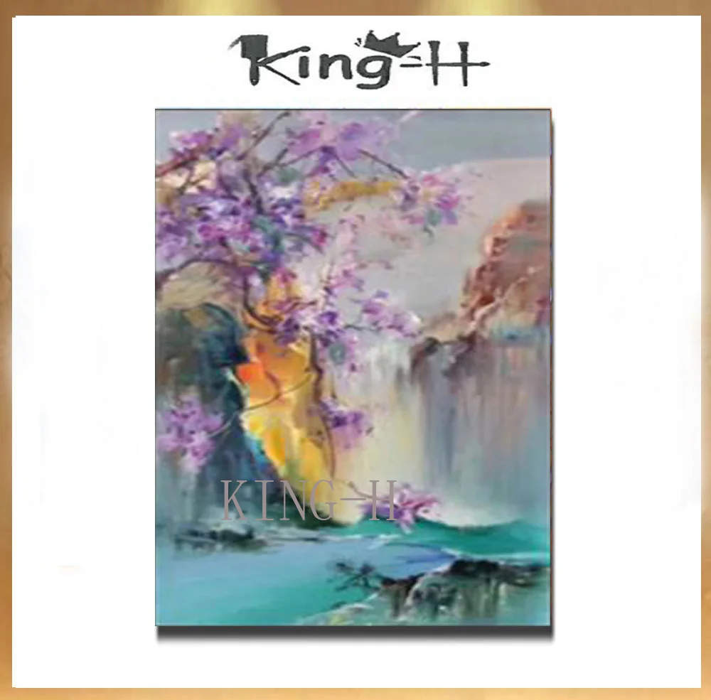 

golden mountain scenery hand-painted oil painting quality of a material is thick, the sitting room dining-room bedroom