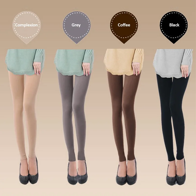 

Fall Winter Woman Thermal Pantyhose Slim Pantyhose Thicken Thermal Tights Fleece Warm Leggings Solid Color Stockings Pantyhoses