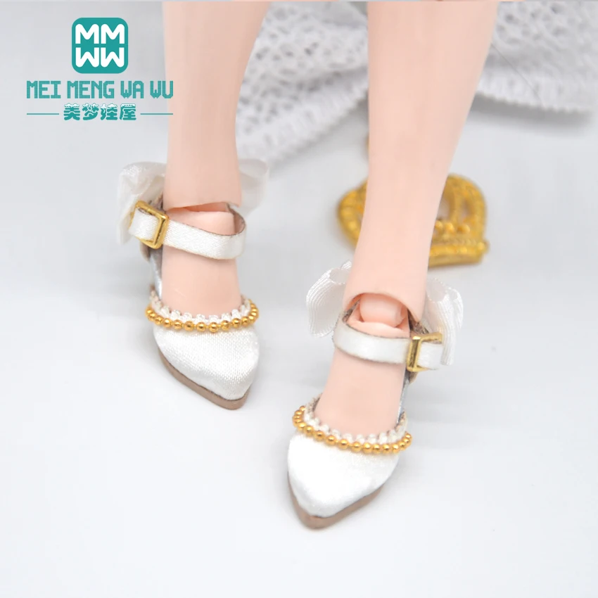 2.8cm Mini toys doll shoes for 28-30cm blyth Azone OB23 OB24 fashion Bow Satin high heels