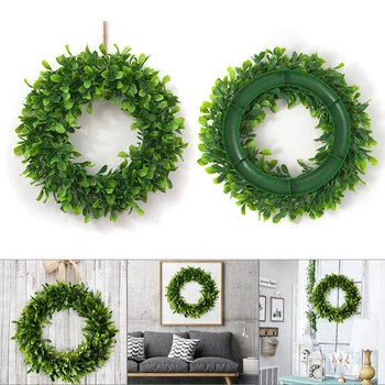 

Newly Boxwood grass ring door decoration Round Wreath Front Door Green Garland For Home Office Wall Christmas TE889
