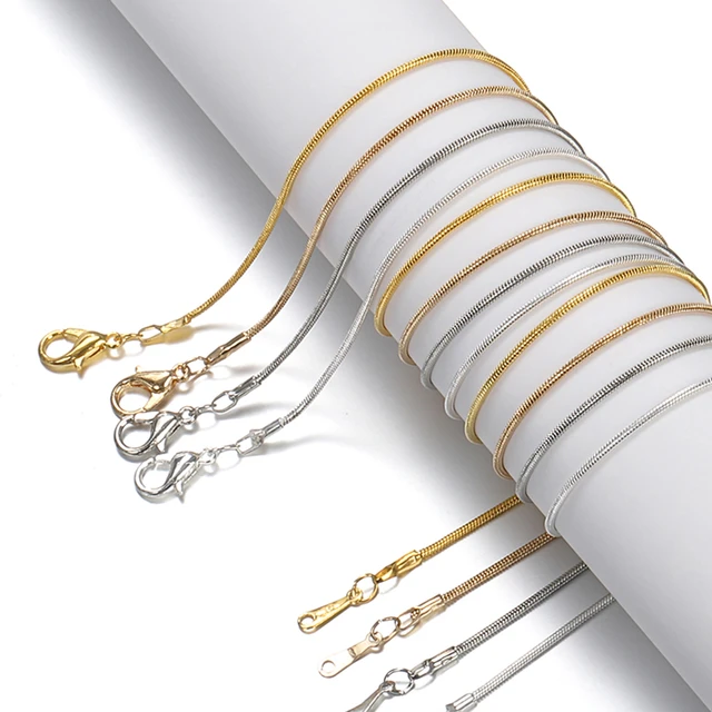 12 Pcs Necklace Chains Stainless Steel Snake Chain Necklace with Lobster  Clasps for Women 