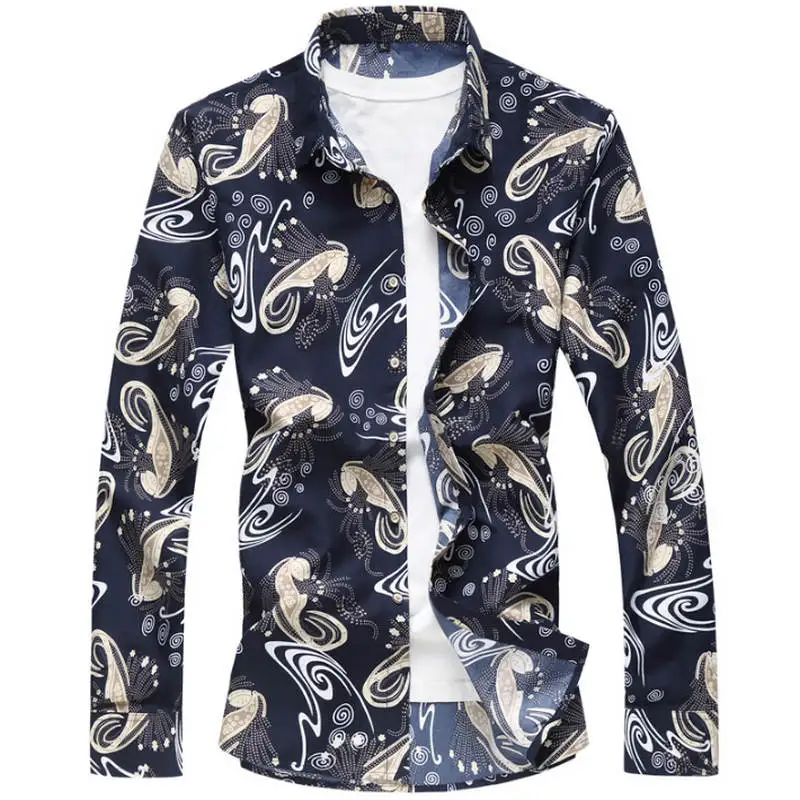 Модные цветочные мужские рубашки больших размеров M~ 5XL 6XL 7XL повседневные мужские рубашки с цветочным принтом черные, белые, красные, синие мужские рубашки