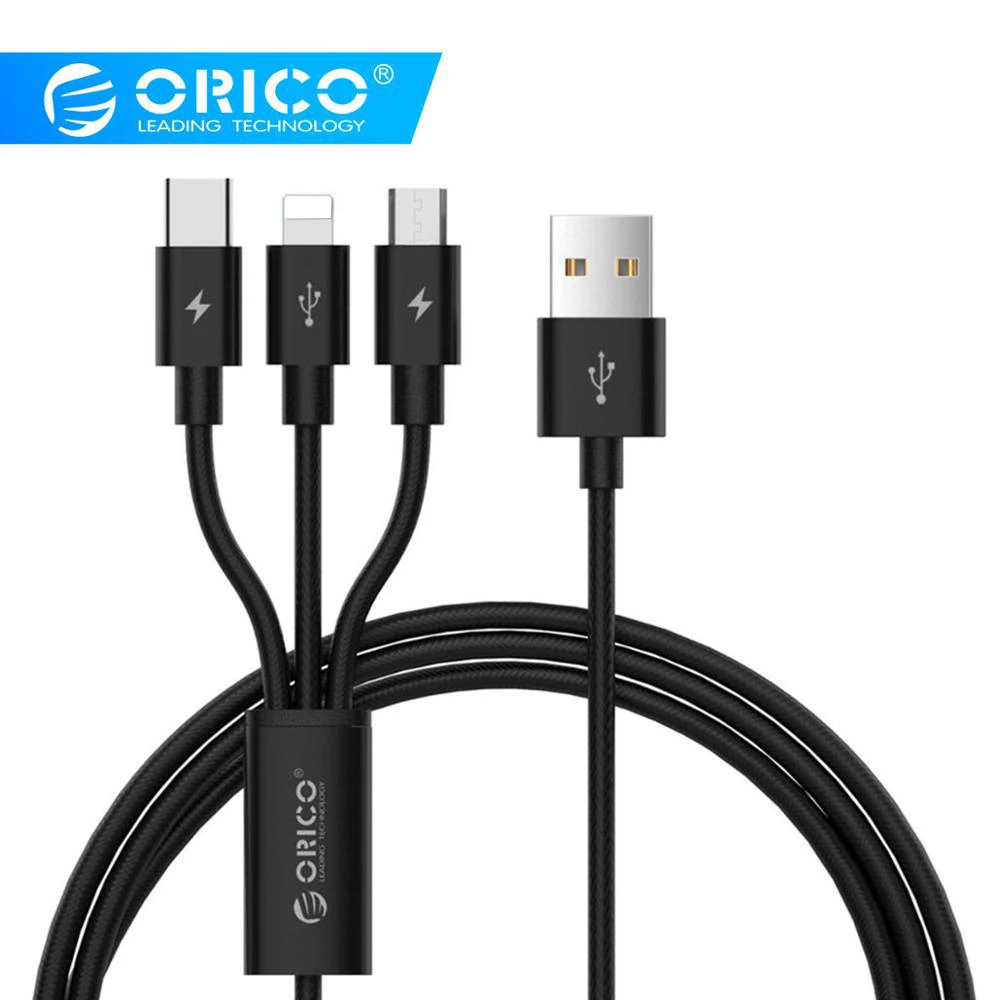 ORICO Micro для освещения type c USB кабель 3 в 1 Android зарядное устройство кабель для iPhone 7 6 6 Samsung Xiaomi Быстрая зарядка 3A