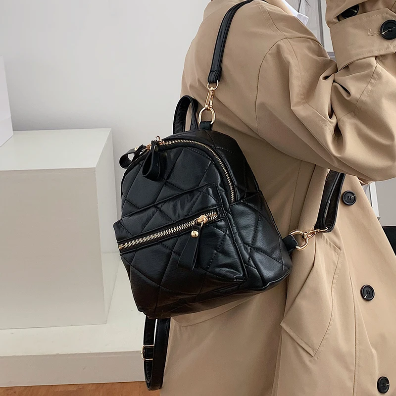 winter Leather Solid Backpacks 
