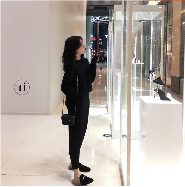 SMTHMA High Quality New Winter Women Cashmere Sweater Two Piece knitted Sets Tracksuit 2025 Fashion Sweatshirts Sporting Suit 6