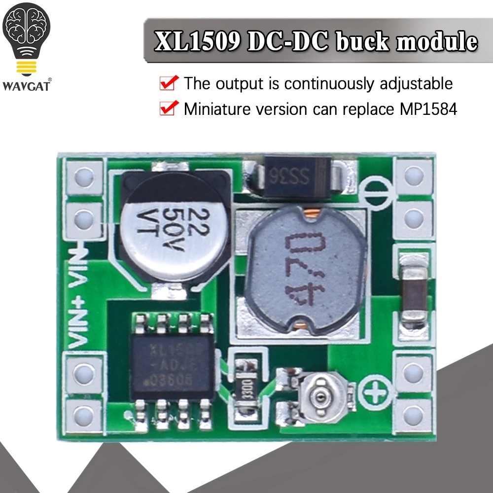 Понижающий модуль питания XL1509 DC-DC 2 А настраиваемый стартовый набор для Arduino