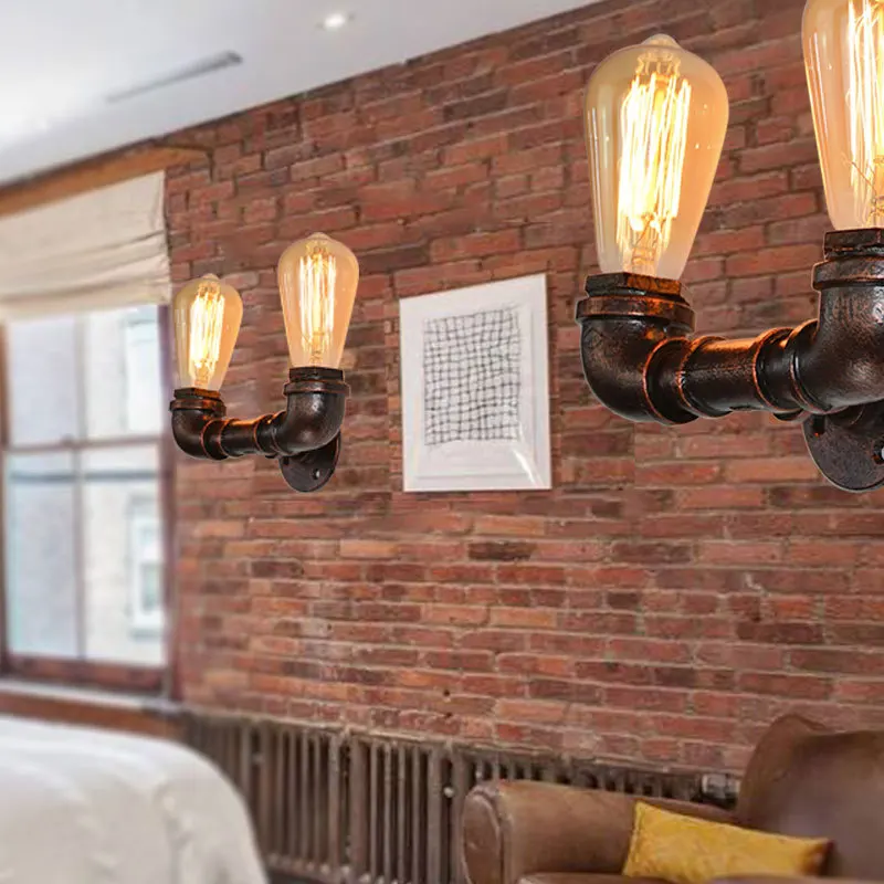 LED Лофт Промышленные Настенные светильники железная ржавчина водопровод Ретро