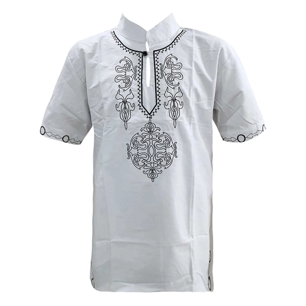 Белая Элегантная футболка мусульманские мужские топы Классическая туника с