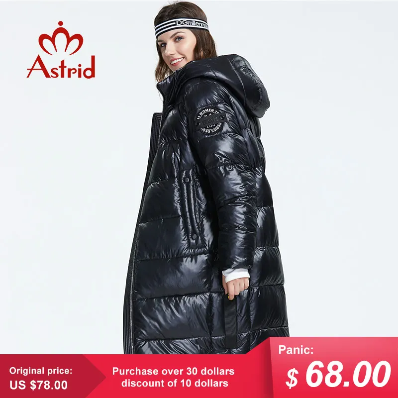 

Astrid 2019 Winter new arrival down jacket women with a hood fashion style color black long winter down coat for women AR-3037