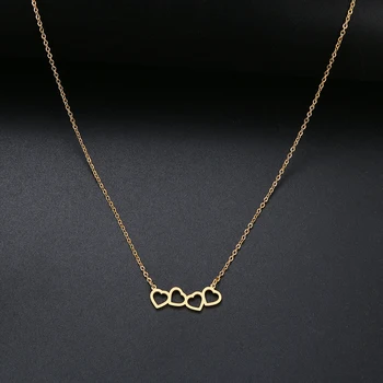 

CACANA Sweet Love Connection Heart Choker Necklace Statement Girlfriend Gift Cute Gold Color Necklace Stainless Steel Jewelry