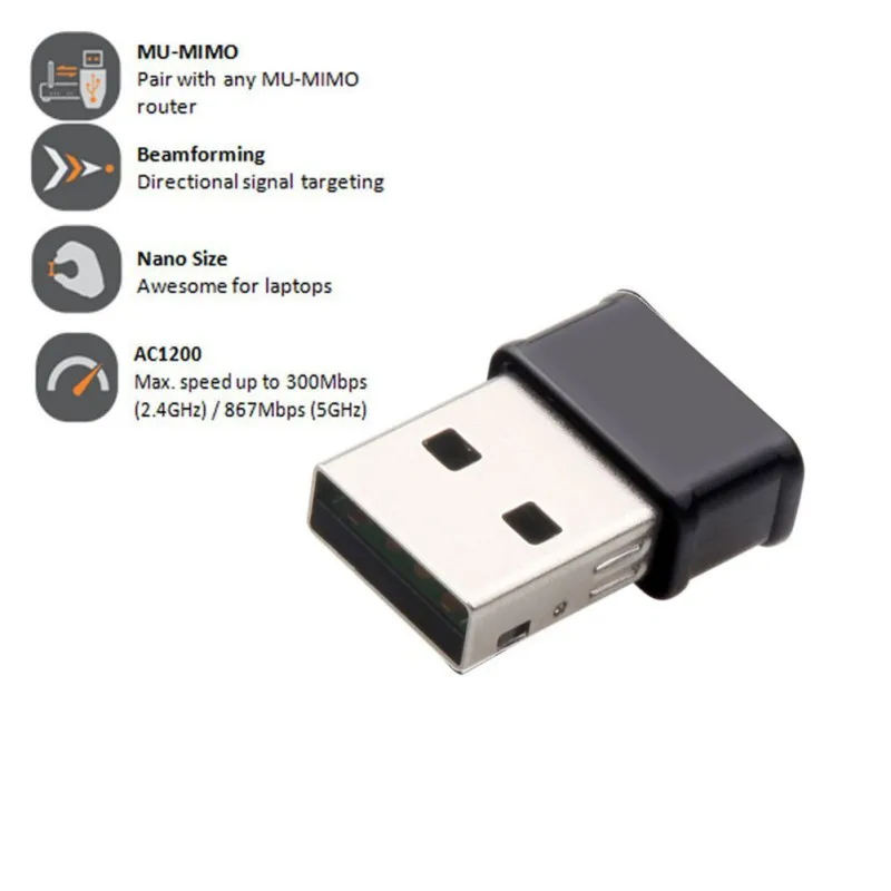 1200 Мбит/с USB WiFi адаптер Высокая скорость передачи данных Двухдиапазонная сетевая карта для Windows для Linux для OS