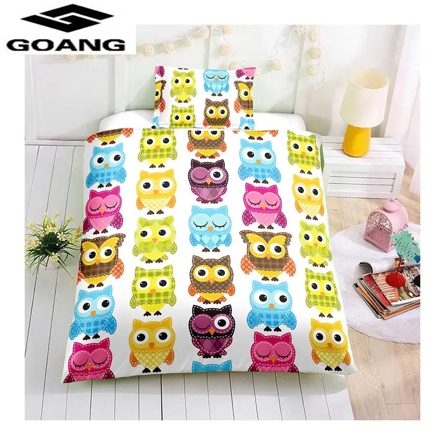 Best GOANG bed sheet duvet cover and pillowcase 3d digital printing Cute owl kids bedding sets Home textiles