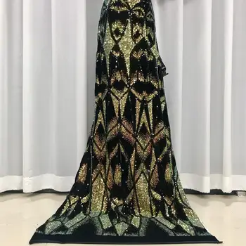 

JAUN African Lace Fabric High Quality French Tulle Mesh Lace Fabric with Sequins Embroidery Nigerian Net Lace for Wedding