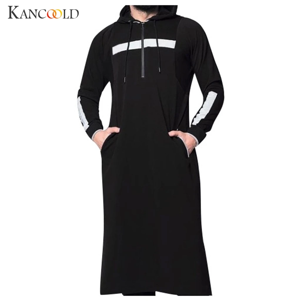 KANCOOLD Мужская рубашка индийский костюм с длинным рукавом хлопок Повседневная мужская длинная рубашка Топы мусульманская одежда для мужчин S-3XL