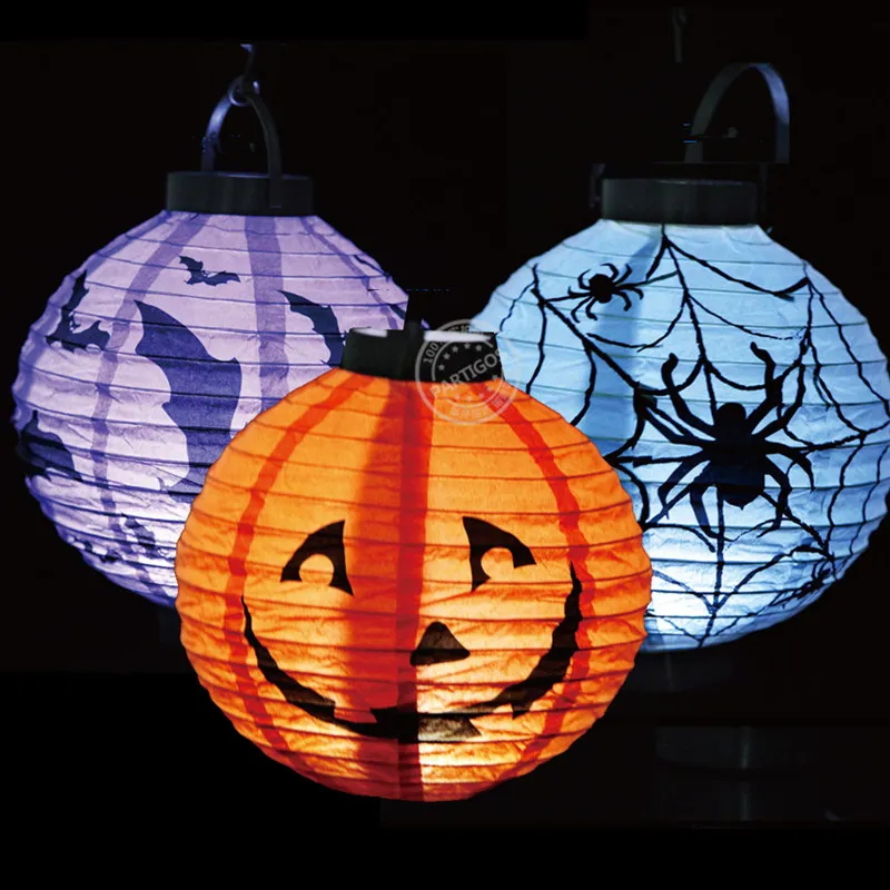 Description Picture 4 of item10inch Pumpkin lantern paper Halloween lanterns cartoon Bat lantern Halloween party decor Funny toys birthday party decor